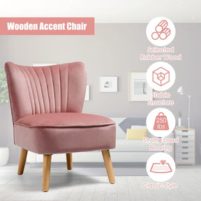 Modern Accent Velvet Chair, Armless Home Office Desk Chair, w/ Thick Padded Seat