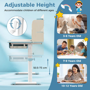 Kids Study Desk, Height Adjustable Children Writing Table w/Tilt Desktop