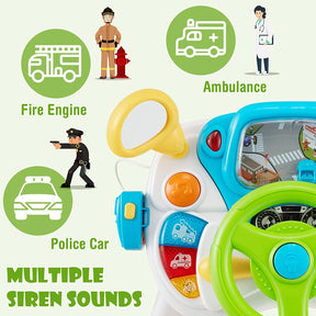 Kids Steering Wheel Simulated Driving Toy Set with Lights & Sounds