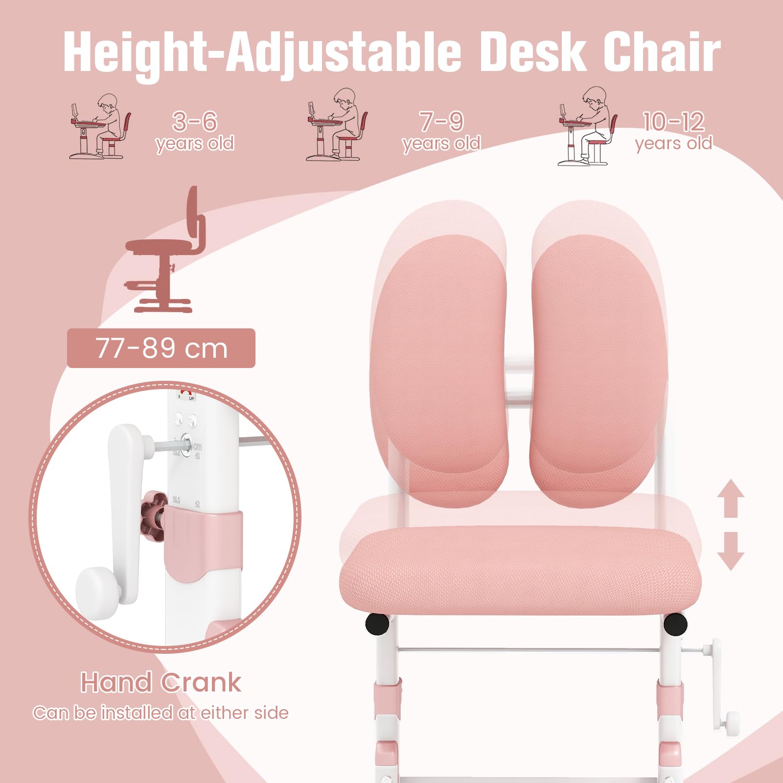 BABY JOY Height-Adjustable Kids Desk Chair, Ergonomic Children Study Chair
