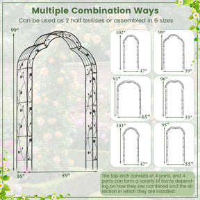 Giantex - 2 Half Garden Arch Trellis, 8.2ft Metal Garden Gazebo