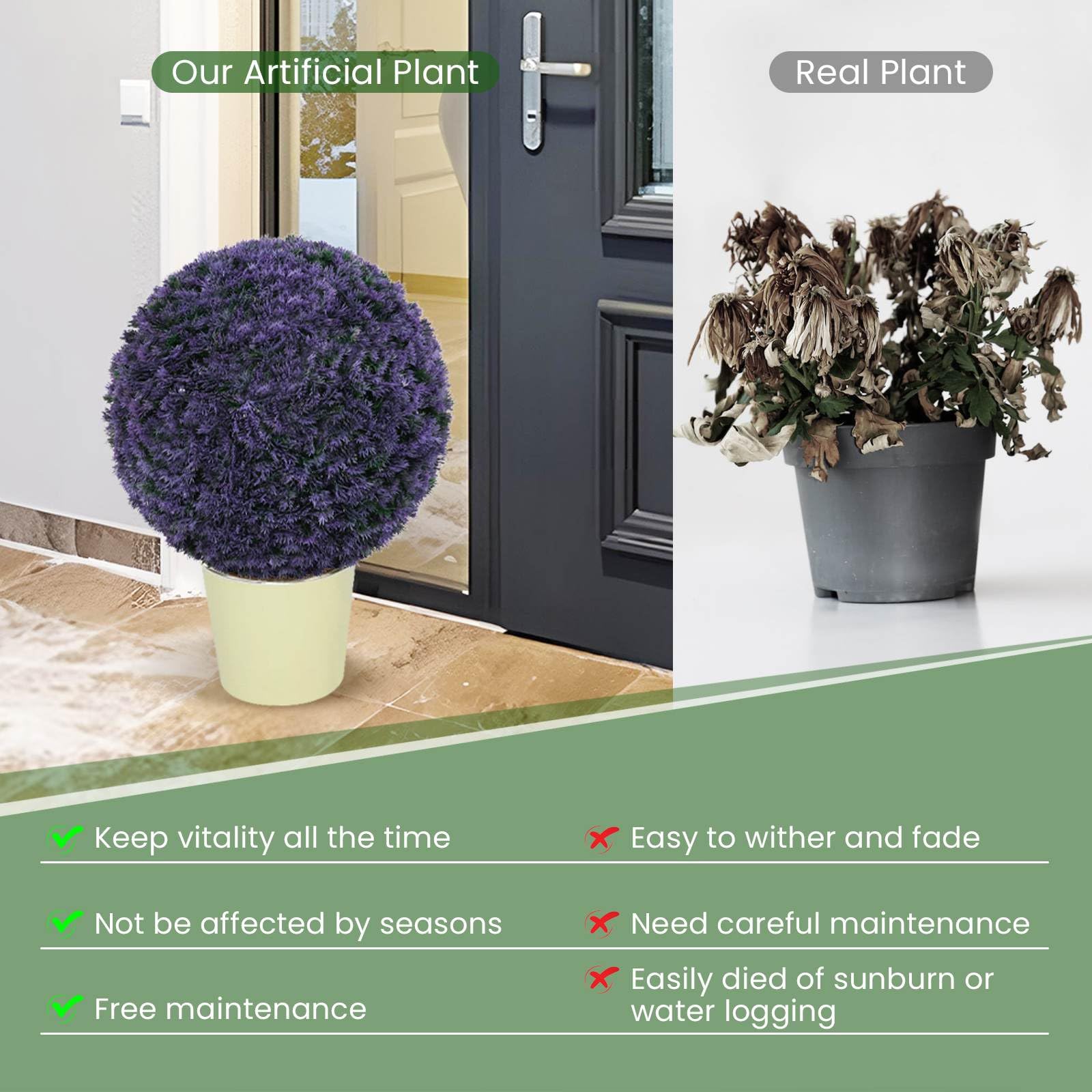 2 PCS 38 CM Artificial Plant Boxwood Topiary Ball