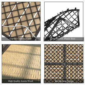 27 Pieces Acacia Wood Interlocking Patio Deck Tile Indoor Outdoor