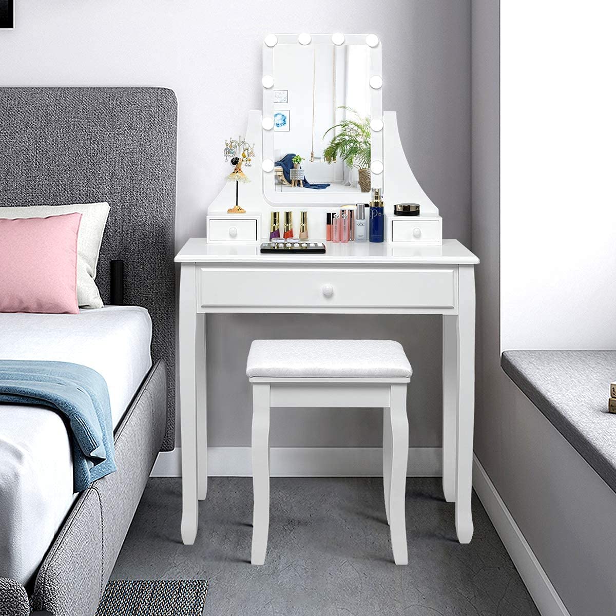 Dressing Table with Mirror & Stool