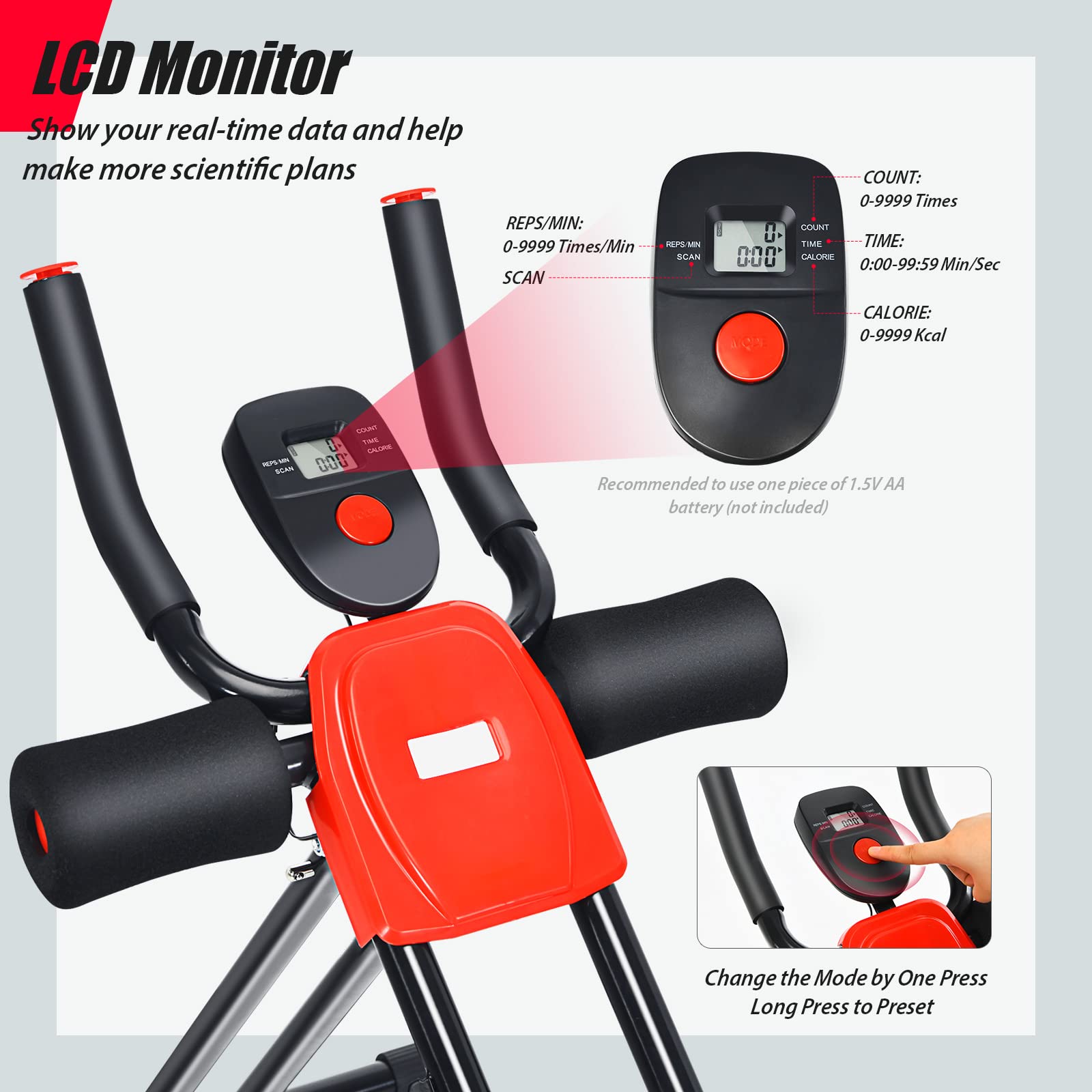 Abdominal Cruncher Machine Foldable Core Abdominal Trainer, AB Workout Machine with 3 Adjustable Levels