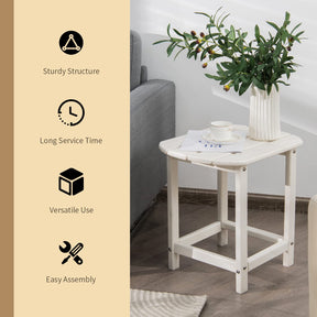 2-Pieces 18 Inches Adirondack Outdoor Side Table for Patio and Garden-White
