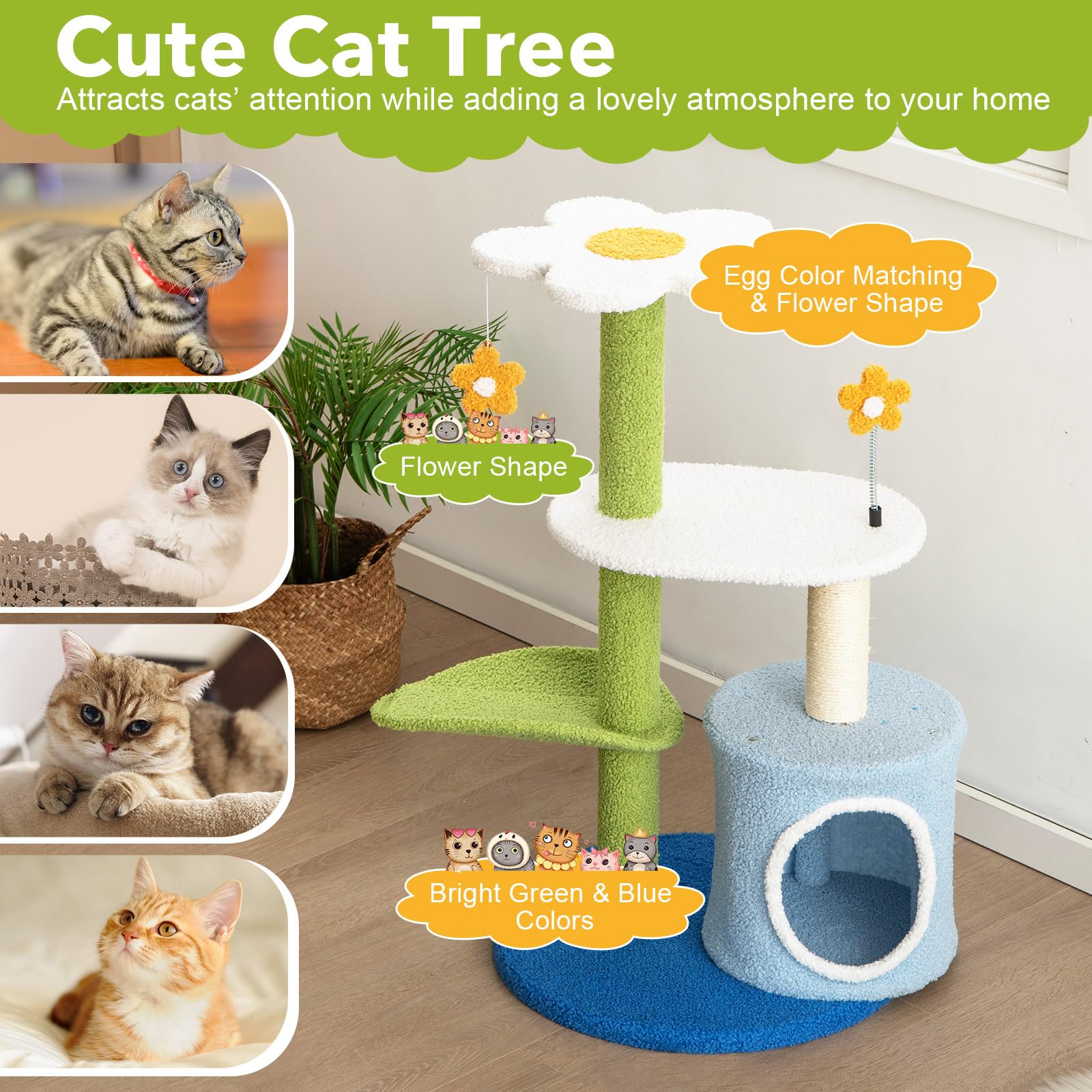 4-Tier Modern Cat Tree Tower for Indoor Cats