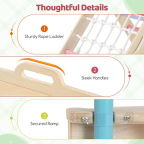 8-in-1 Wooden Triangle Set, Foldable Montessori Climbing Toys with Arch Climber, Reversible Ramp