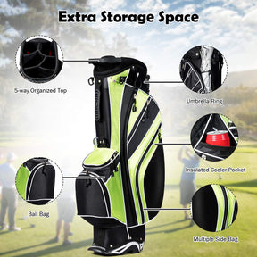Stand Bag, Golf Club Bag with 6 Way Organizer Divider Top, 7 Zippered Pockets Including Cooler Bag & Waterproof Pockets