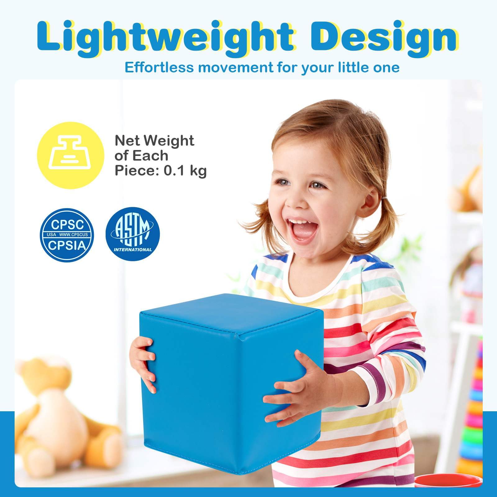 BABY JOY Foam Building Blocks, 12-Piece 14 CM Colorful Stacking Climbing Foam Cubes Play Set for Kids