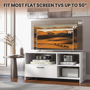 Giantex TV Stand for TVs up to 50", Modern Media Console Table w/ 3 Open Compartments & 1 Storage Drawer