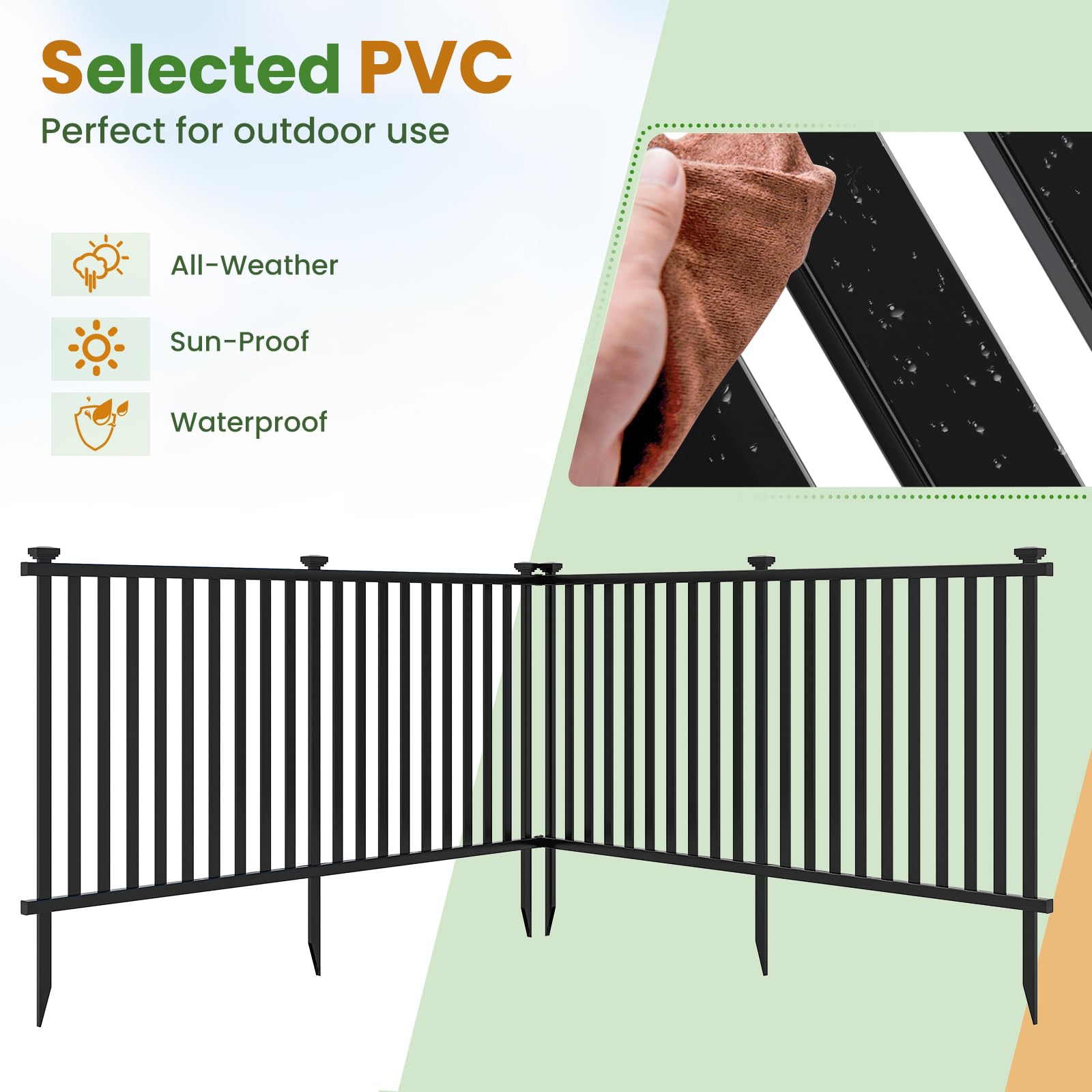 Giantex Picket Fence 2 Panels, 80''W x 37.5''H Decorative Outdoor Garden Fence