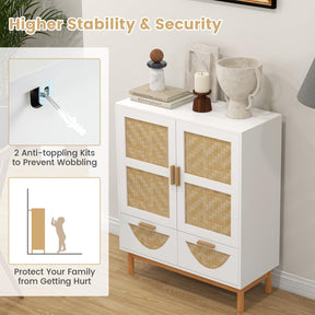 Giantex 2-Door Sideboard Buffet Cabinet, Accent Floor Storage Cabinet with Bamboo Woven Doors