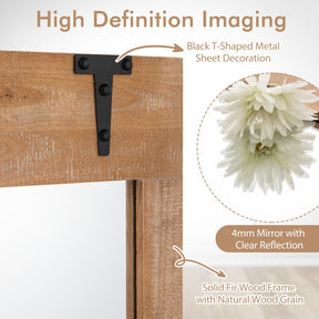 Giantex 100 x 70CM Farmhouse Wall Mirror, Rustic Barn Door Mirror w/Wood Frame