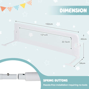 BABY JOY 152 x 42 cm Swing Down Baby Bed Guard Rail w/Adjustable Safety Strap