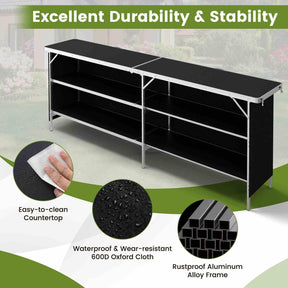 Giantex  Folding Camping Table, Aluminum Portable Picnic Table w/ 2-Tier Open Shelves & Spacious Tabletop