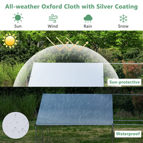 Large Spire-Shaped Chicken Coop, Galvanized Metal Hen House with Waterproof & Sun-protective Cover