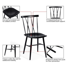 Giantex Set of 2 Steel Dining Chairs, Black Counter Height Chairs