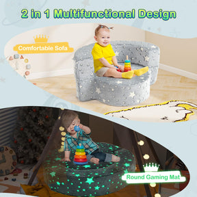2-in-1 Toddler Chair Glow in the Dark Kids Couch with Removable and Washable Cover