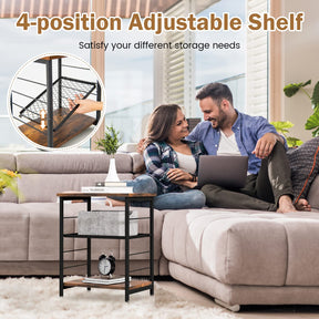 Giantex 3-Tier Industrial Side Table, Metal Frame Bedside Table