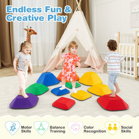 11 Pieces Stepping Stone with Full Non-Slip Rim for Kids