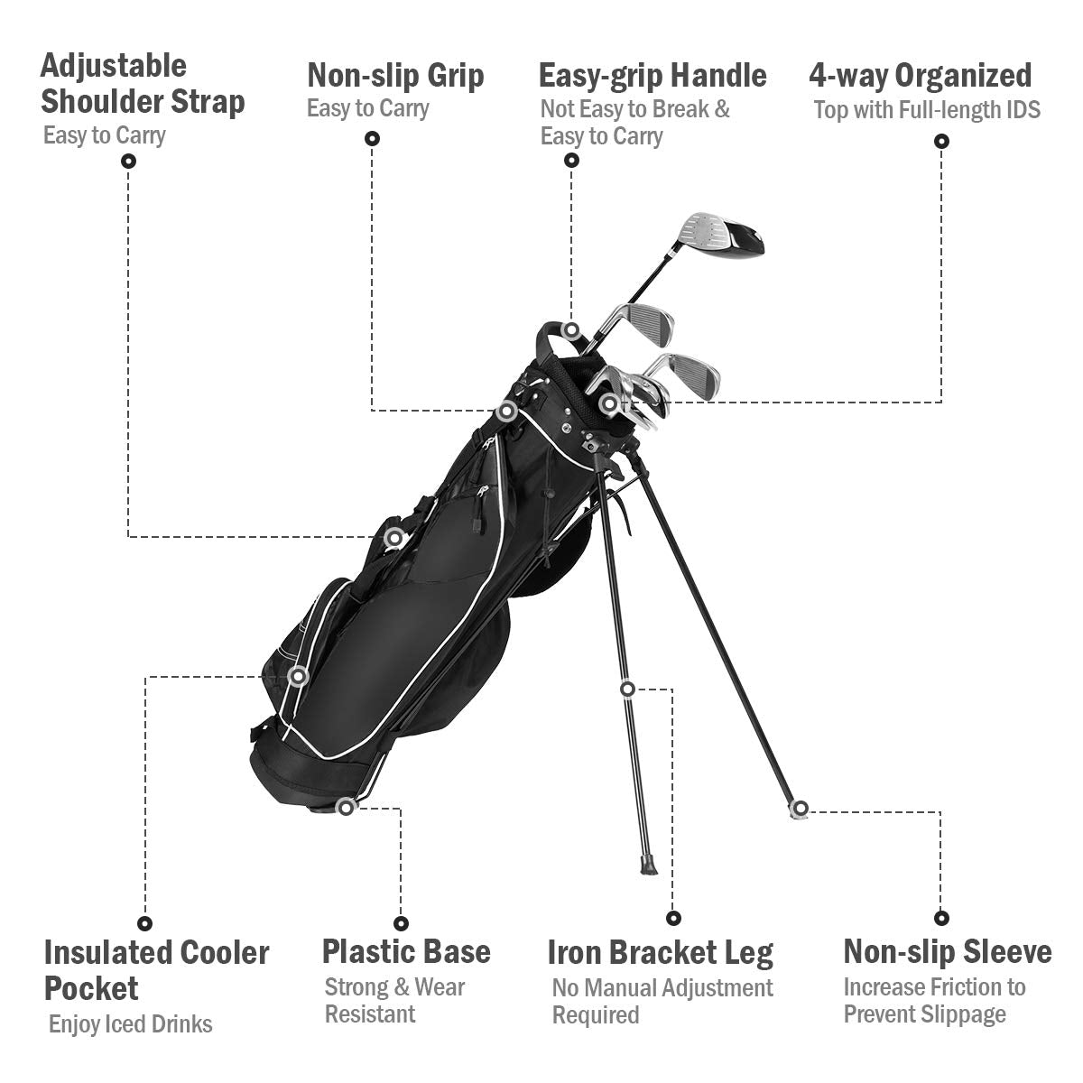 Giantex Lightweight Golf Stand Bag, Organized Golf Club Bag, Easy Carry