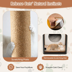 Cat Furniture End Table, Cat House for Indoor Cats w/Scratching Post