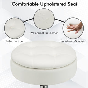 Giantex Vanity Stool with Storage, 360° Swivel PU Leather Vanity Chair, 50-66cm Height Adjustable Makeup Stool