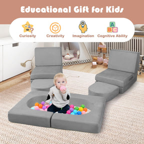 8-Piece Modular Kids Sofa Play Couch Climb Playset with Covers