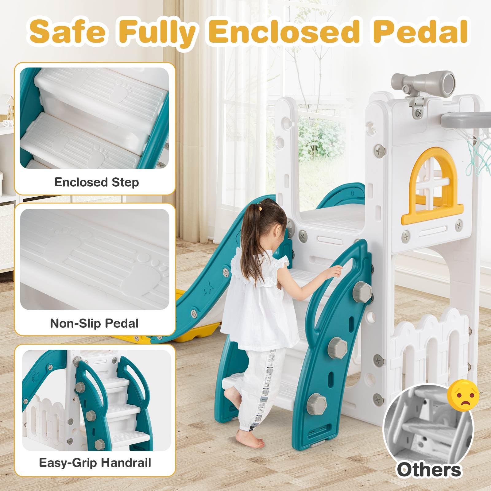 HONEY JOY 6 in 1 L-Shaped Toddle Slide for Toddlers Age 1-3