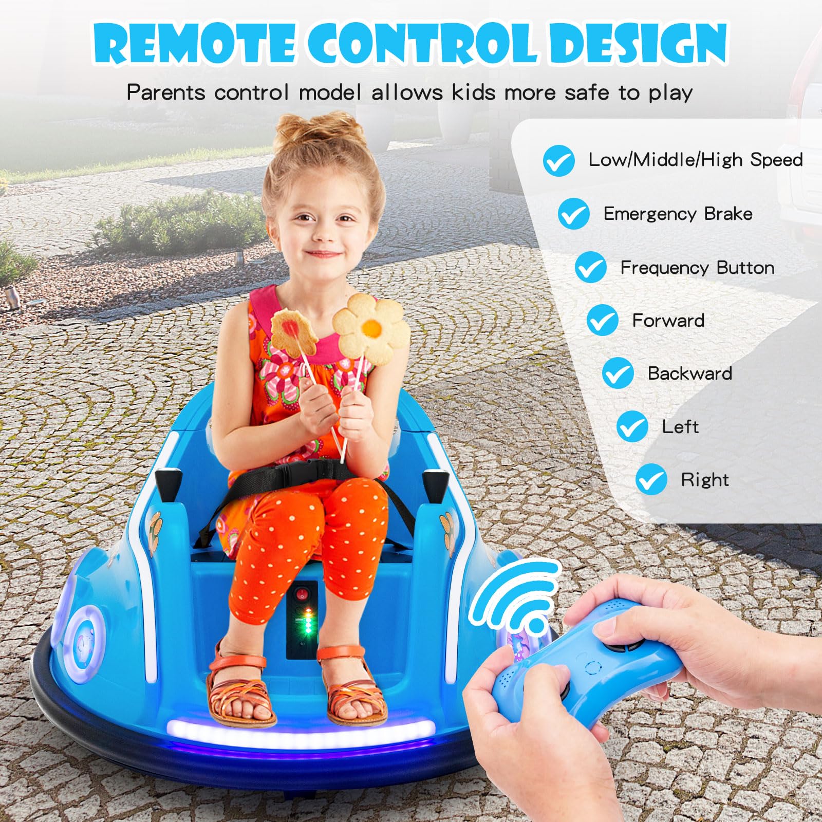 Kids Ride On Car, 12V Electric Bumper Car for Children W/Remote Control