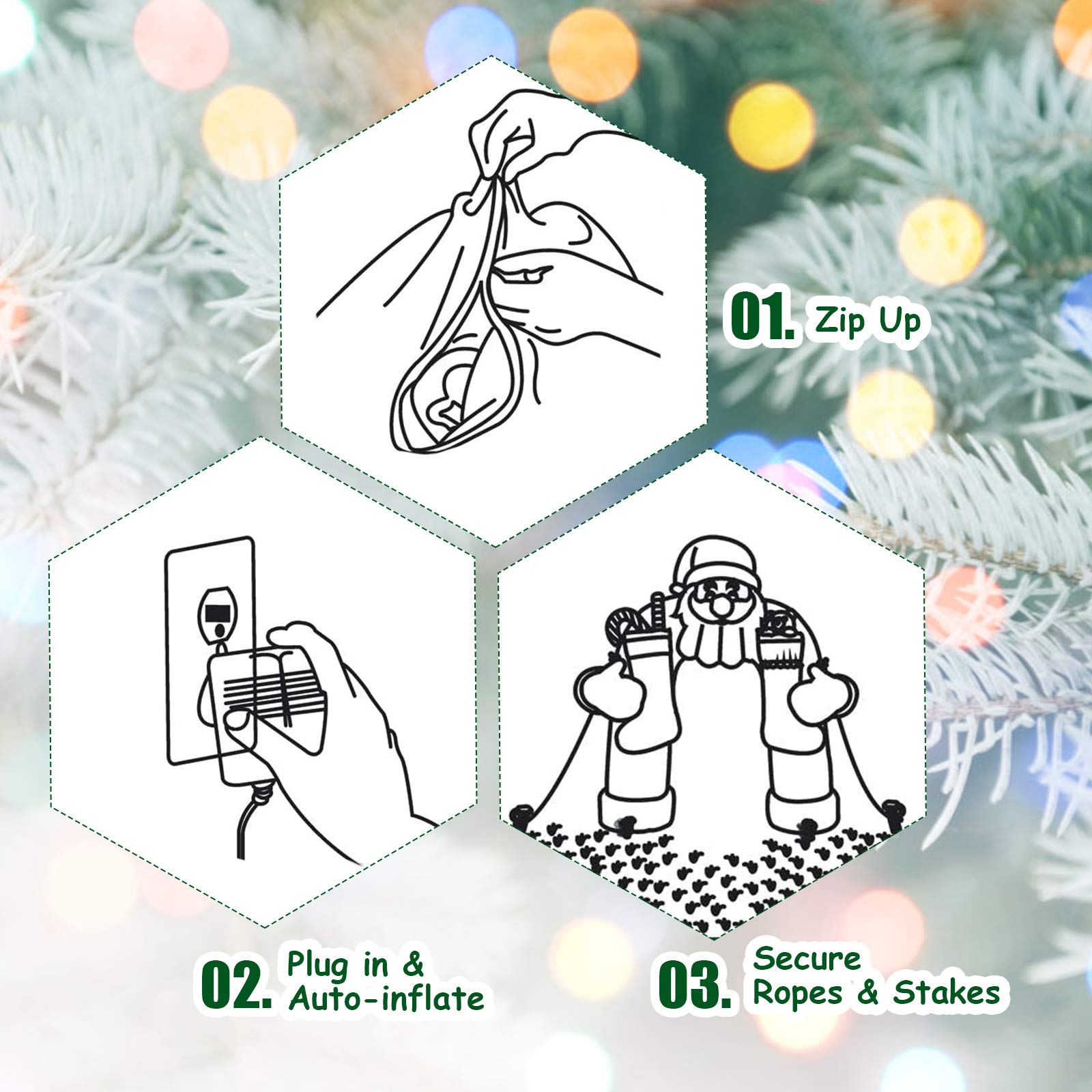 2M Inflatable Christmas Santa Riding Polar Bear with Shaking Head