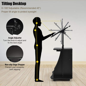 Giantex Mobile Laptop Desk, Height Adjustable Computer iPad PC Stand Table w/Wheels & Storage