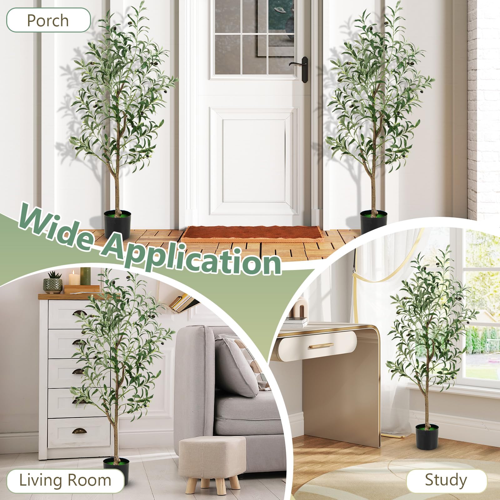 Giantex 130 cm Tall Artificial Olive Tree Set of 2, Fake Potted Trees