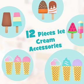 HONEY JOY Wooden Ice Cream Cart for Kids