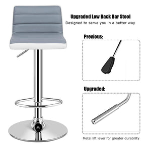 Giantex 2PC Gray & White Bar Stools, Modern Swivel Barstools, Adjustable Height, Gas Lift, PU Leather Seat