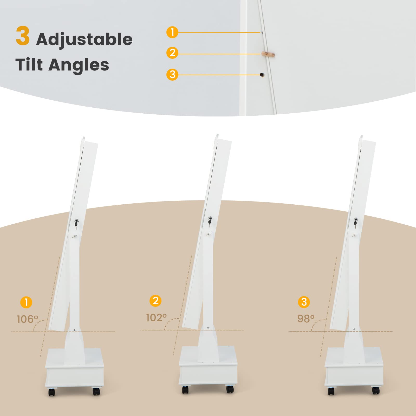 Giantex Jewelry Armoire with Full Length Mirror, Standing Lockable Jewelry Cabinet with Built-in LED Lights