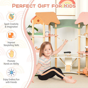 7-Room 3-Tier Doll House w/32PCS Realistic Furniture Accessories