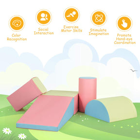 BABY JOY 5-Piece Kids Climb & Crawl Activity Playset, Lightweight Soft Foam Block Activity Play Structures