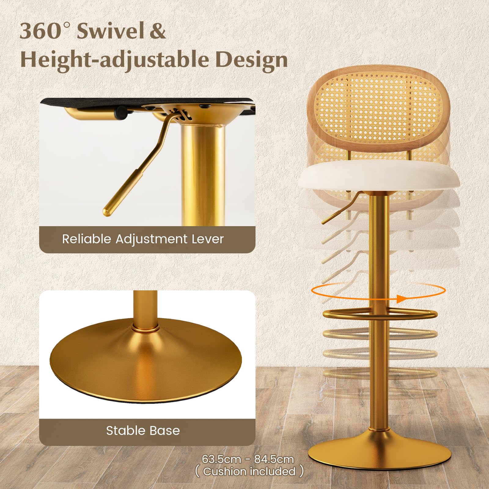 Giantex Height Adjustable Bar Stool Set of 2