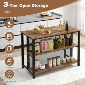 Giantex 91 cm Tall Bar Table with Storage 3-Tier Wine Bar Unit Table with Open Shelves