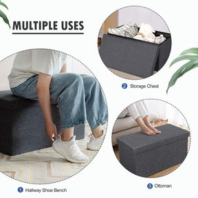 Giantex Storage Ottoman, Upholstered Chest Bench w/Storage Space