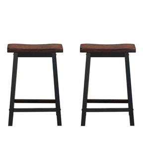 Giantex Set of 2 Bar Stools, Saddle Seat Pub Chair, Wood Vintage Counter Height Stool