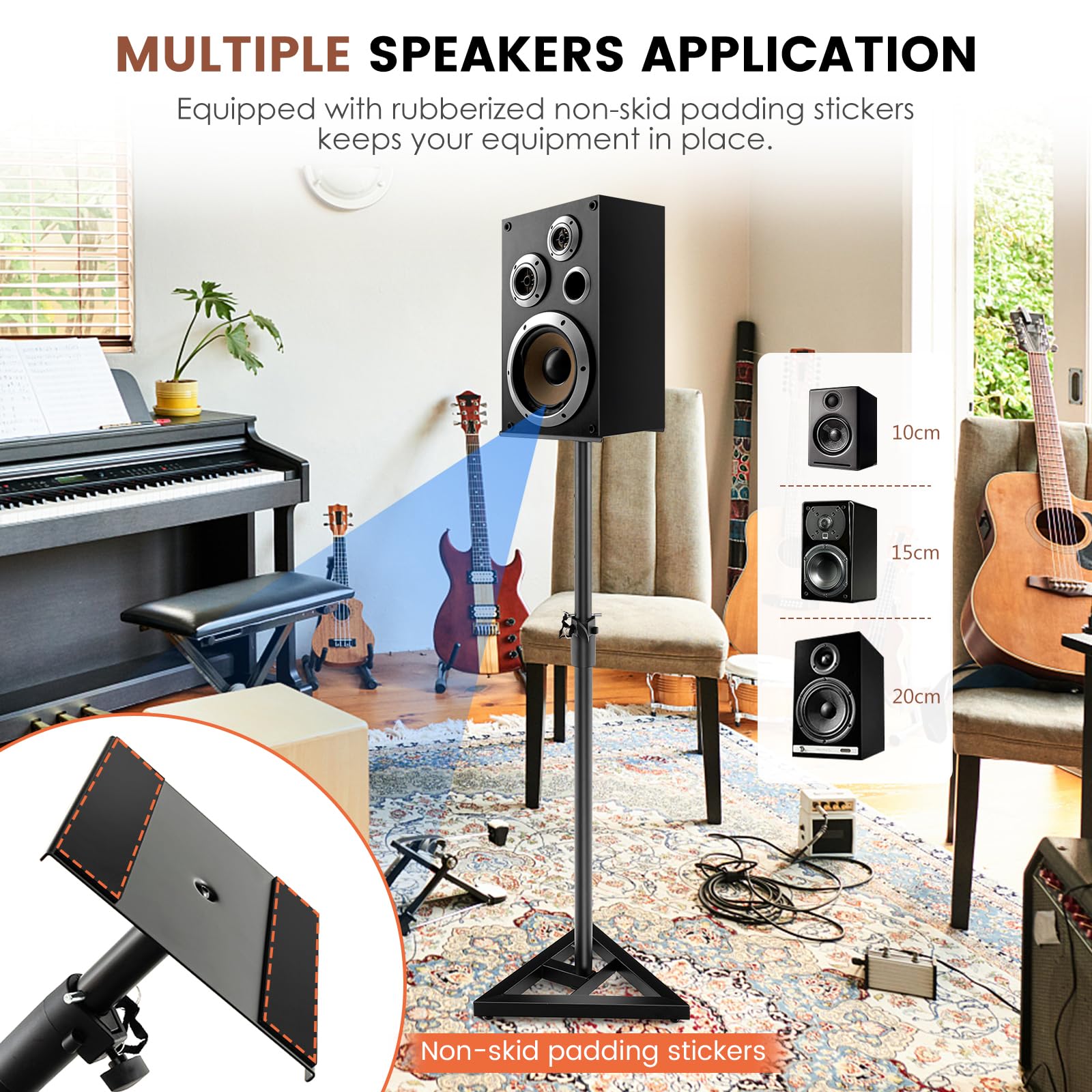 Giantex Adjustable Studio Monitor Stands, Studio Speaker Stands Pair w/Stable Triangular Base
