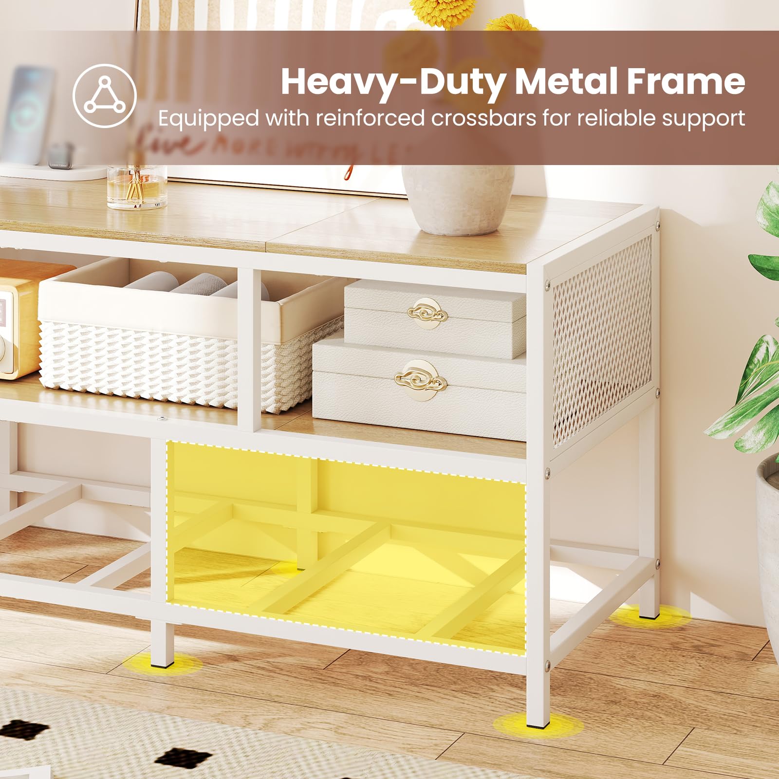 3-Tier Media Entertain Center with Power Outlets USB Charging