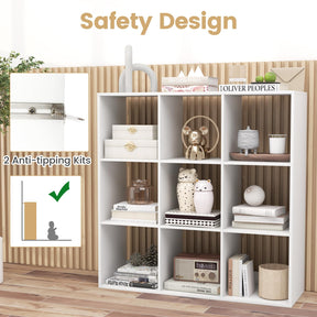 9-Cube Bookshelf, Modern Cubby Bookcase with Back