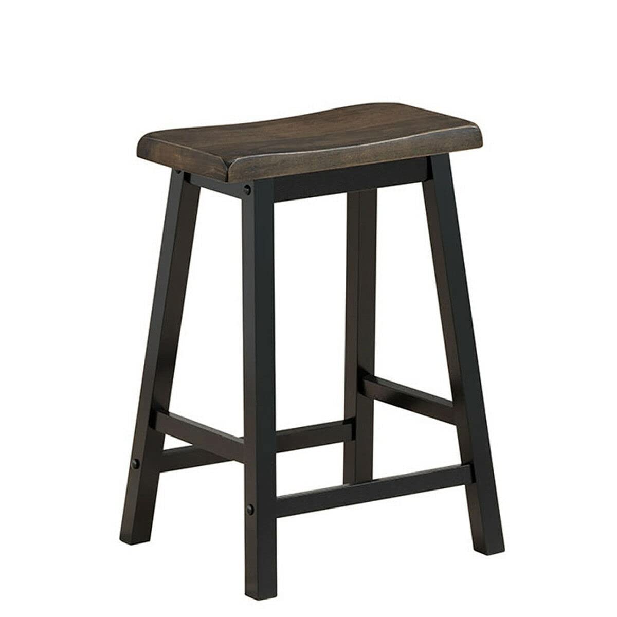 Giantex Set of 2 Bar Stools, Saddle Seat Pub Chair, Wood Vintage Counter Height Stool