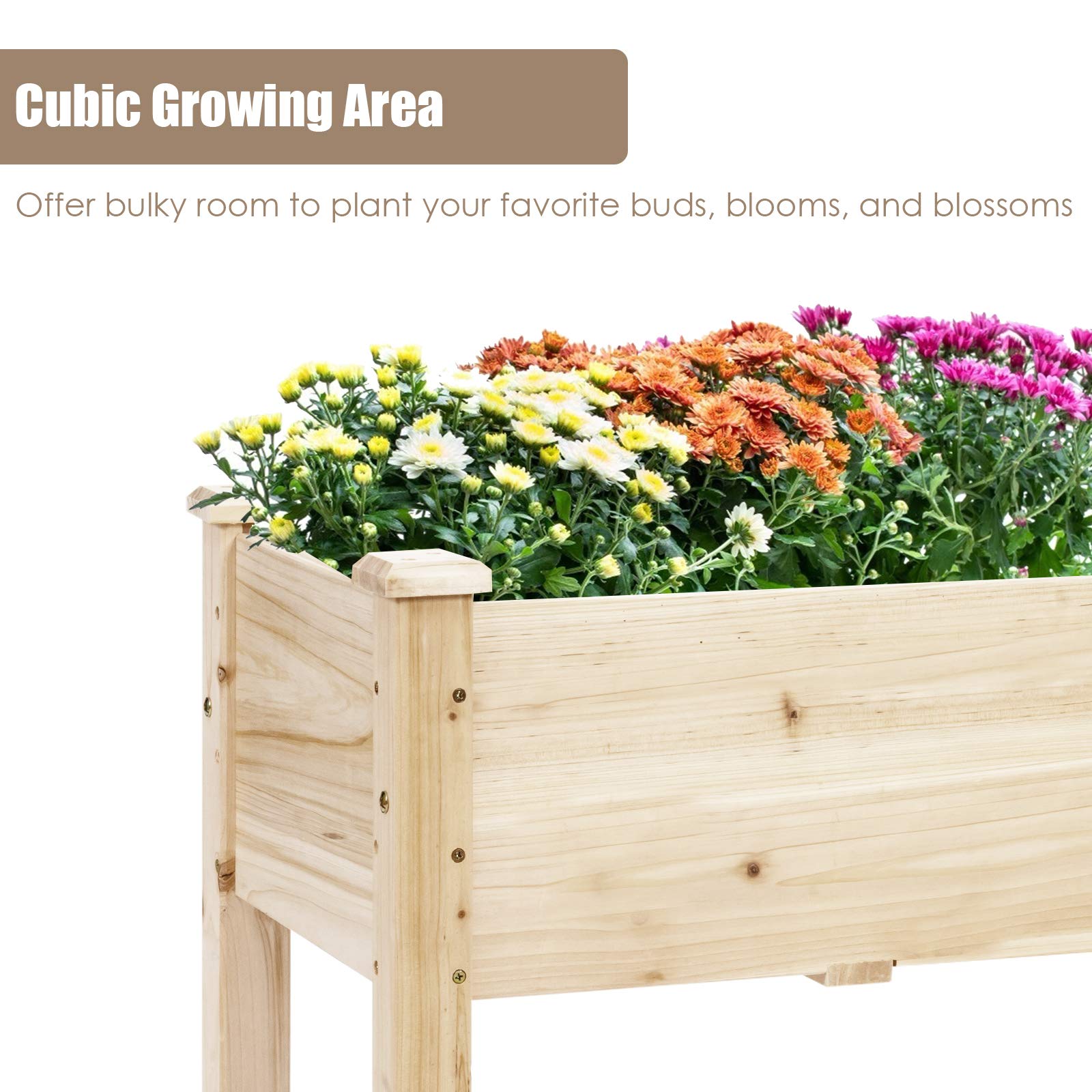 Giantex Raised Garden Bed, Elevated Wooden Planter Box Kit