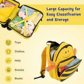 2 PCS Kid Luggage Set W/Spinner Wheels, 18" Ride-on & Carry-on & Sit-on Suitcase & 12" Backpack Set W/Lanyard for Pull & Prevent Loss