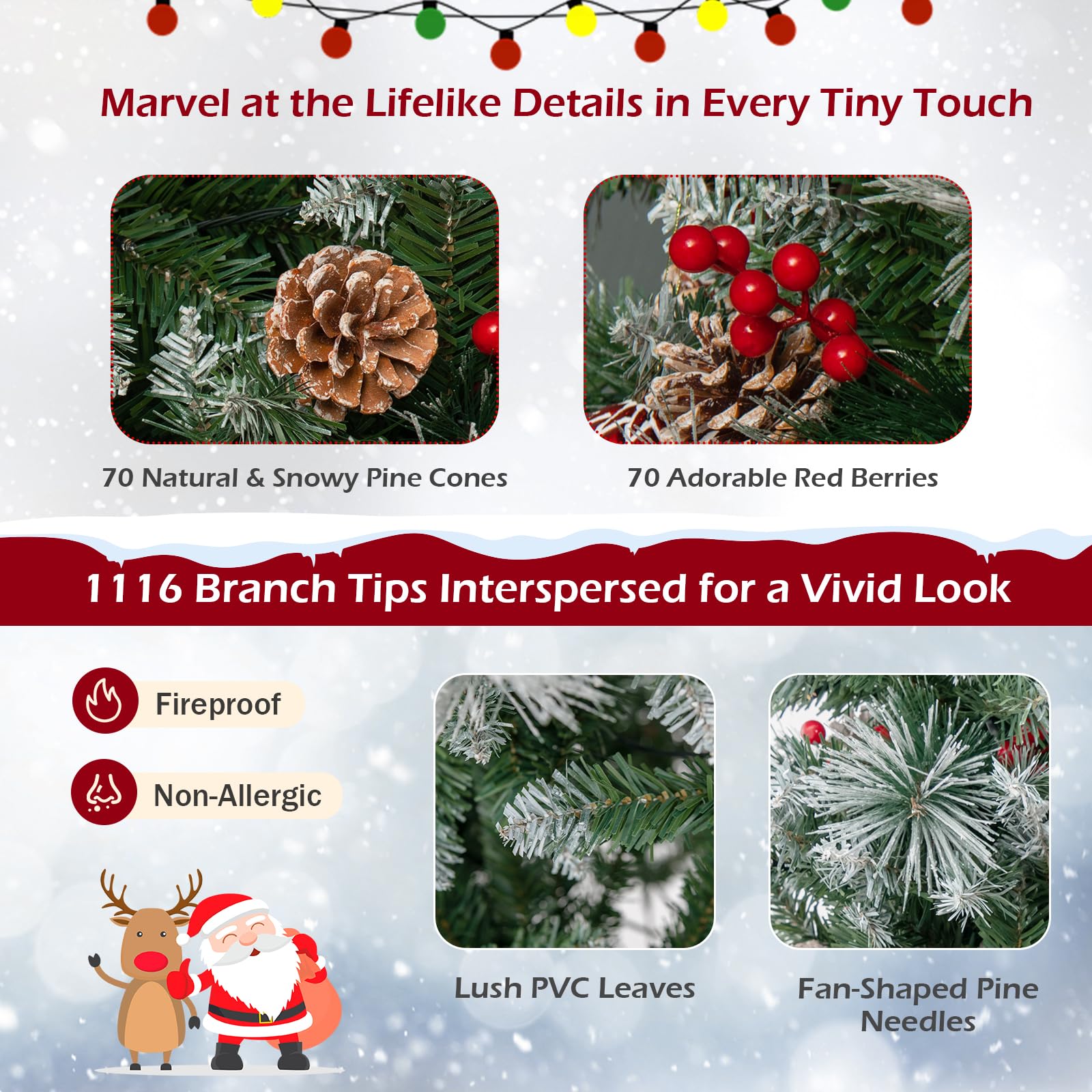 2.15M Pre-Lit Christmas Tree with Pine Needle